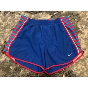 Nike Dri-FIT Women's Athletic Shorts - Bright Blue & Striped Sm